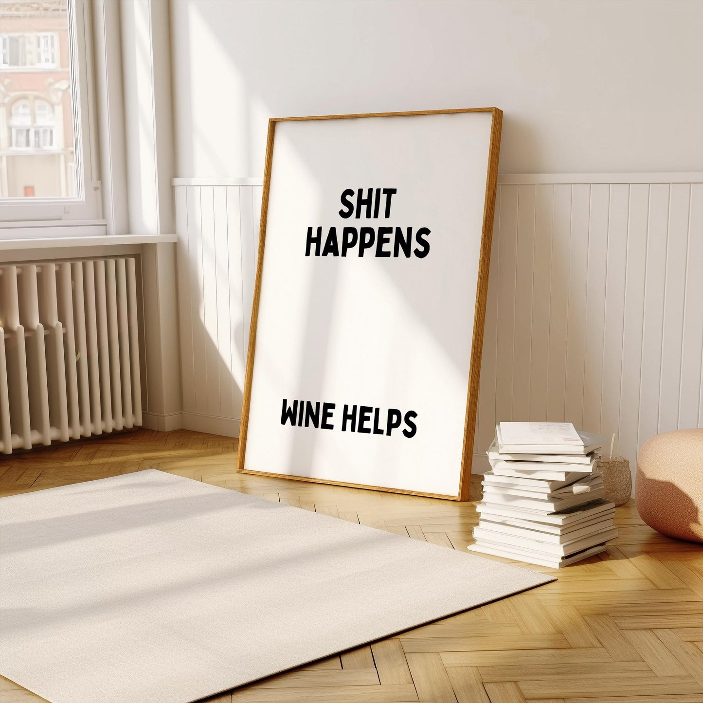 Shit happens, wine helps |UNFRAMED PRINT