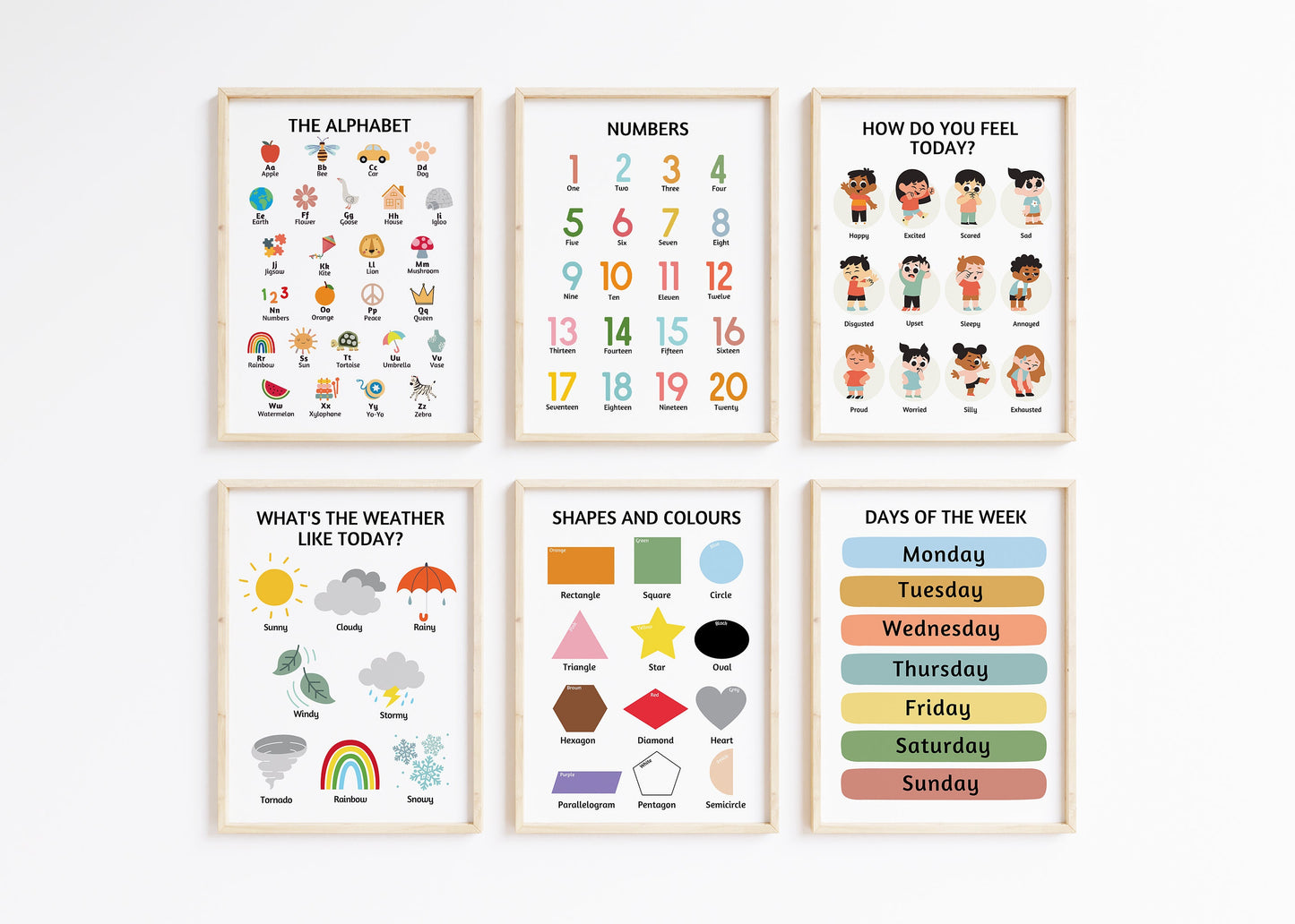 Set Of 6 Educational Prints | UNFRAMED PRINTS