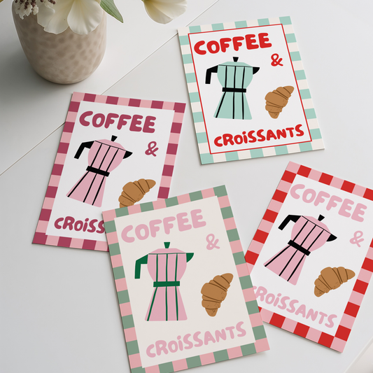 Coffee & croissants | UNFRAMED PRINT