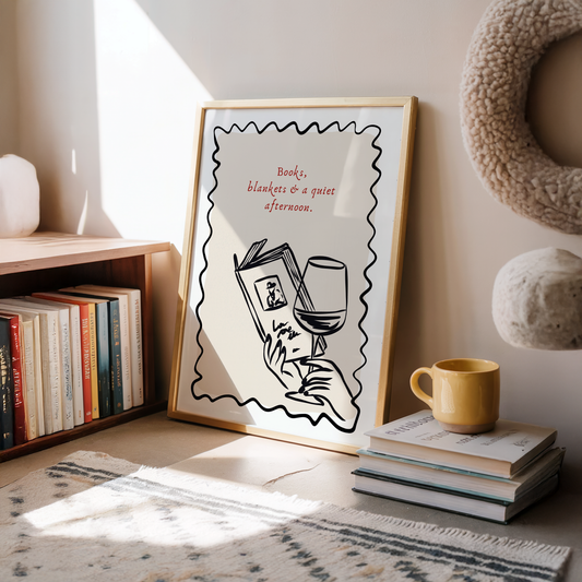 Books, blankets & a quiet afternoon. | UNFRAMED PRINT