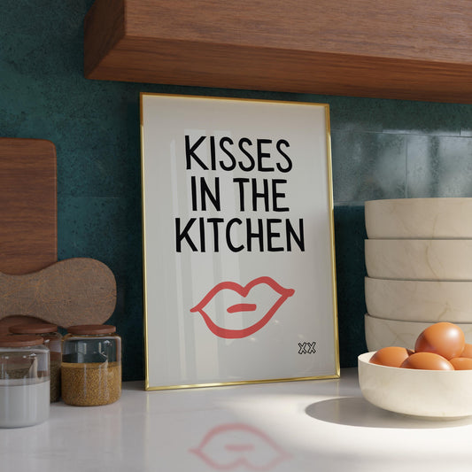 Kisses in the Kitchen  | UNFRAMED PRINT