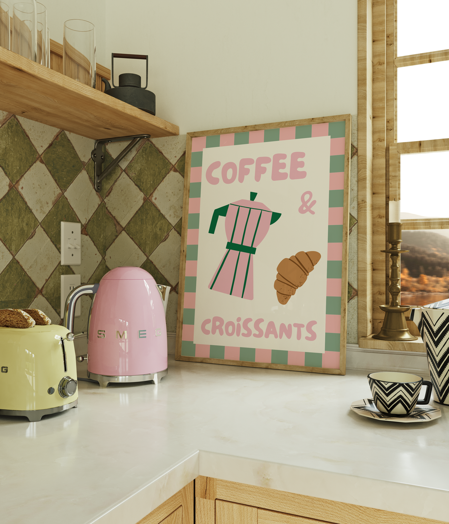 Coffee & croissants |  UNFRAMED PRINT