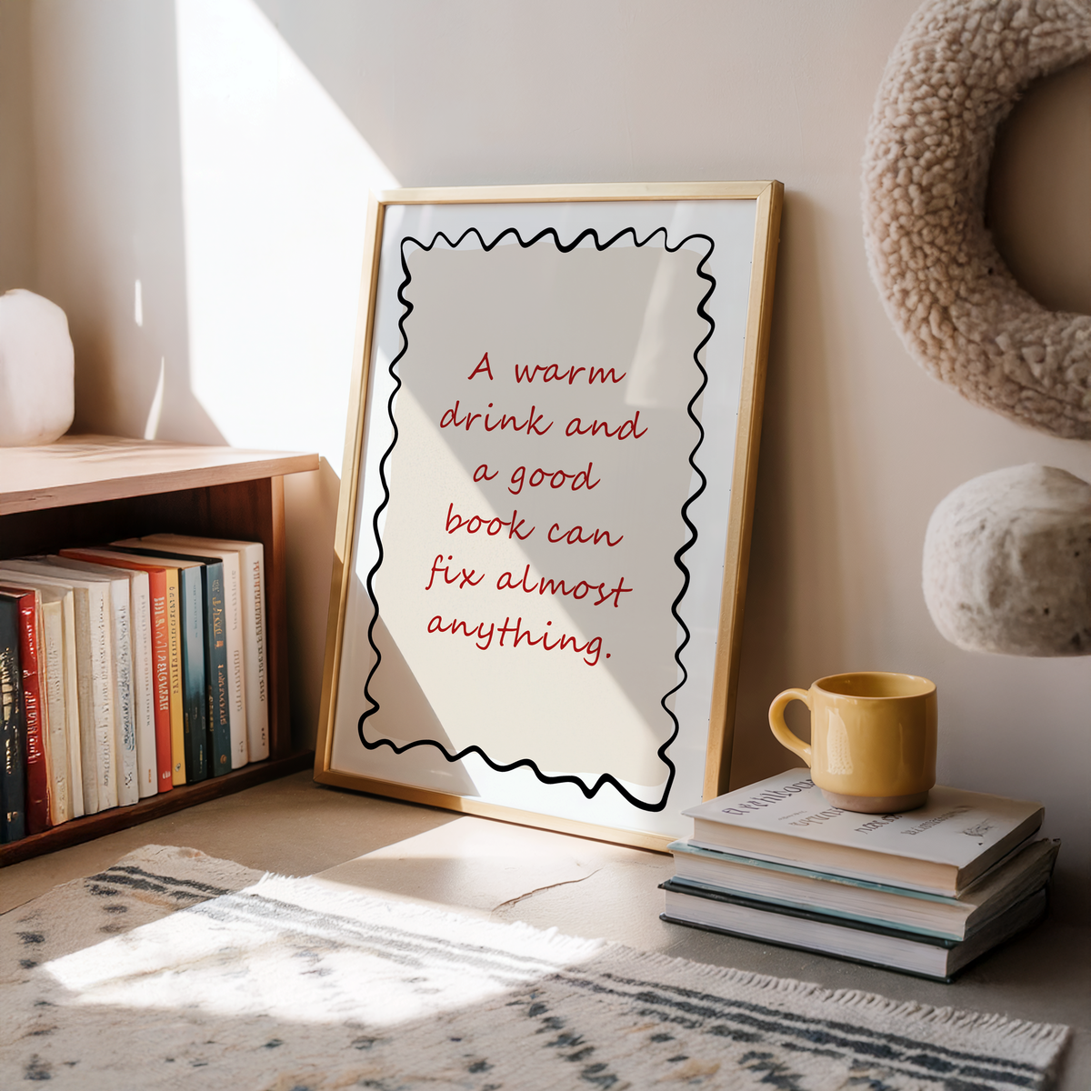 A warm drink and a good book can fix almost anything. | UNFRAMED PRINT